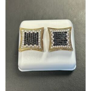 Genuine MOISSANITE EARRINGS-New Kite Gold Plated over sterling silver, screwback